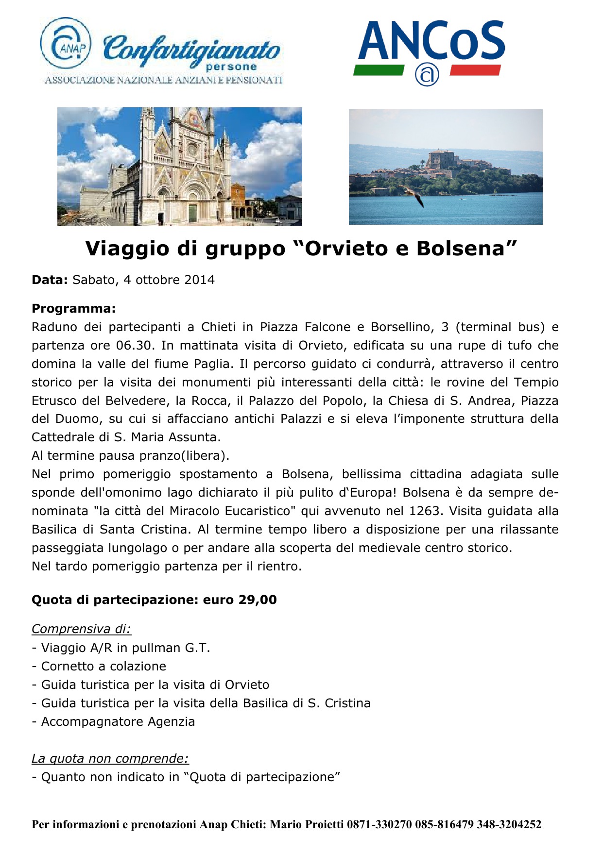 Viaggio di gruppo “Orvieto e Bolsena”