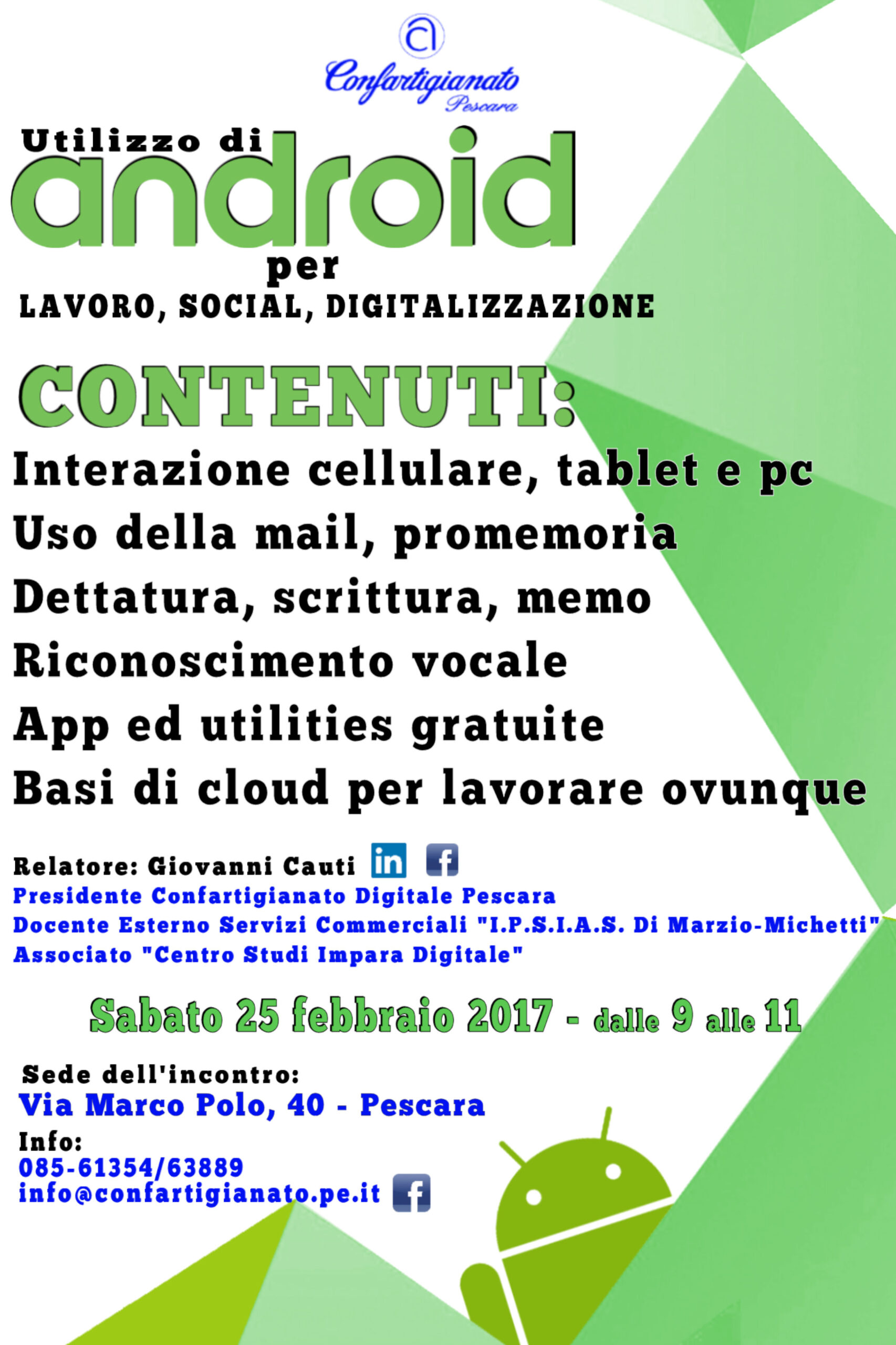 Workshop – Utilizzo di Android per lavoro, social, digitalizzazione