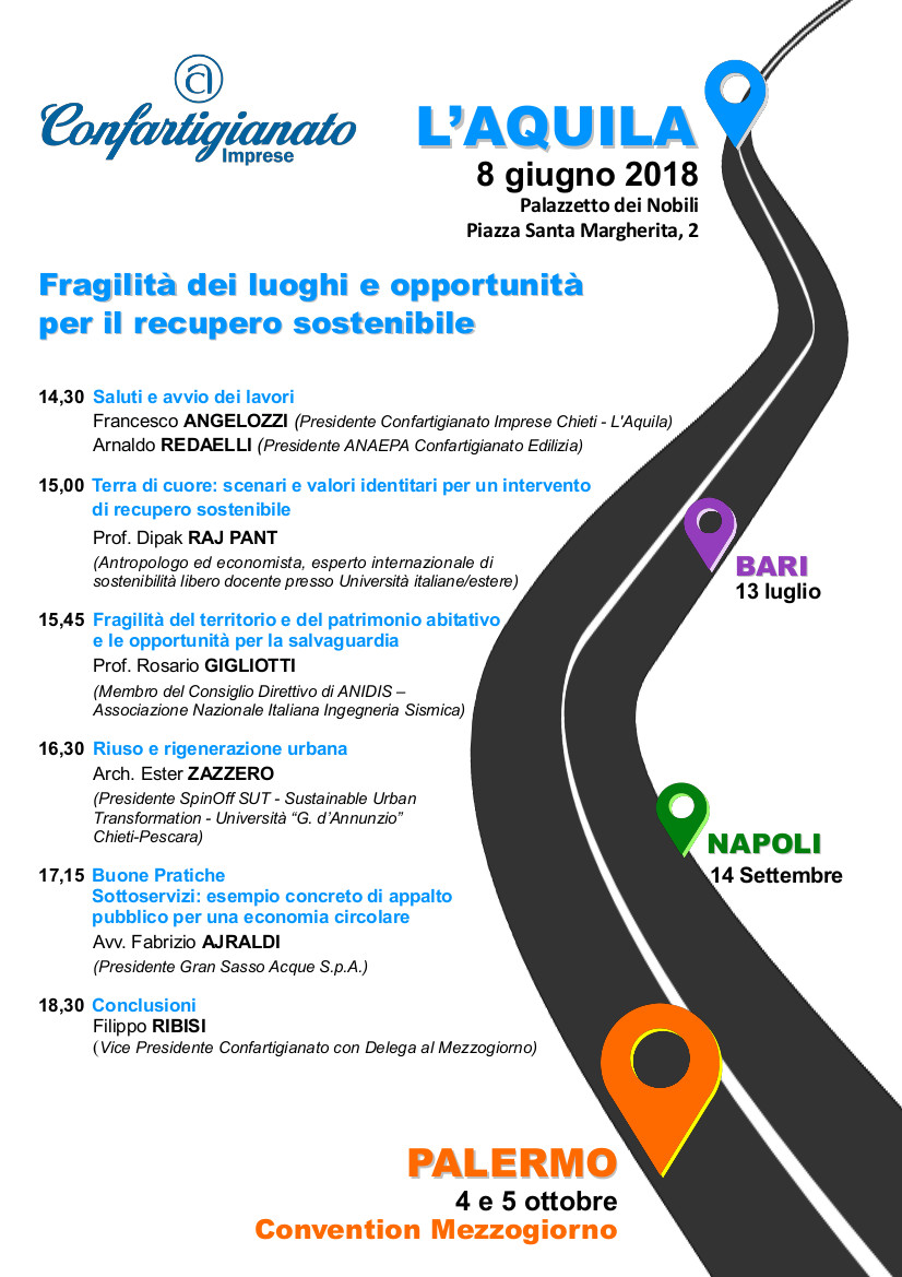 “Fragilità dei luoghi e opportunità di recupero sostenibile”, l’8 giugno convegno a L’Aquila